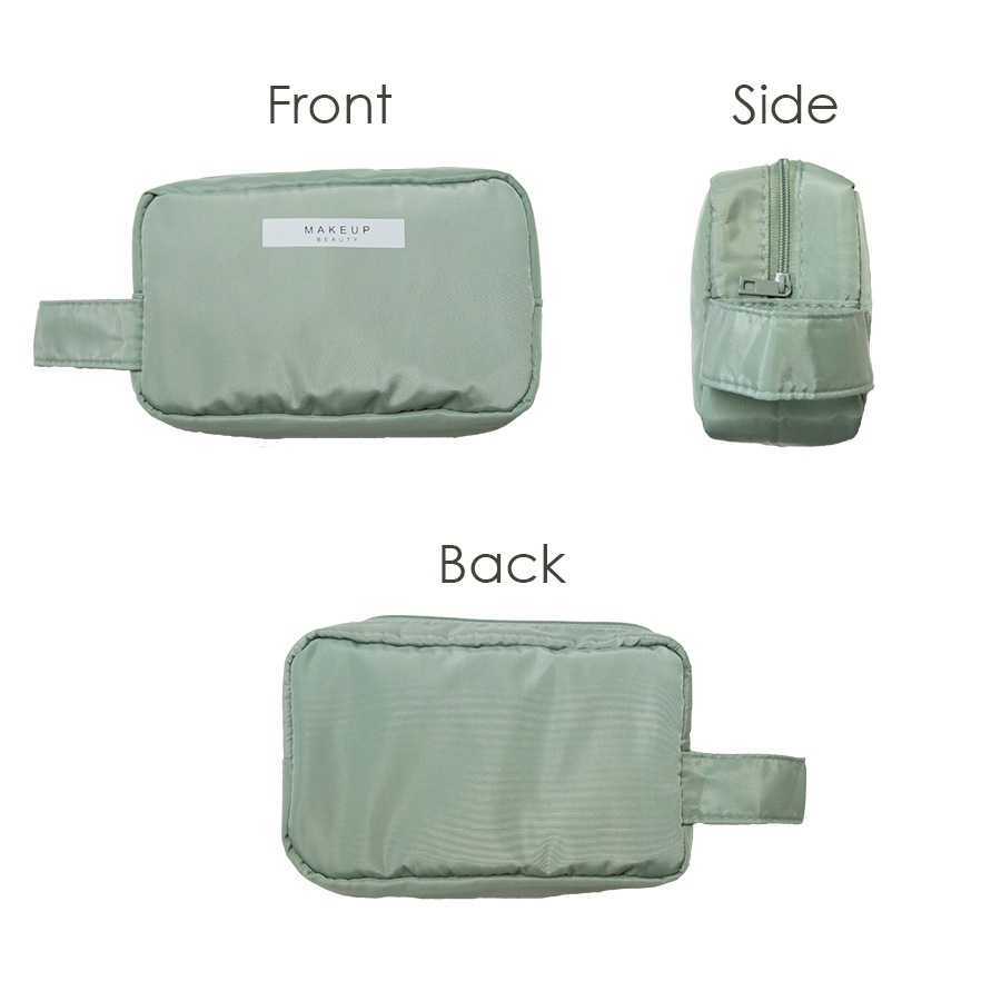 化粧ポーチ メイクポーチ 小物入れ 撥水 防水 小 携帯用 大容量 化粧品 コスメ 収納 リップ メイク道具 旅行 ペンケース おしゃれ かわいい シンプル ワンポイント ロゴ ポケット 裏地付き 持ち運び 春 夏 秋 冬 新作 グレー 灰 ピンク グリーン 緑 ブルー 青 JOCOSA 9027