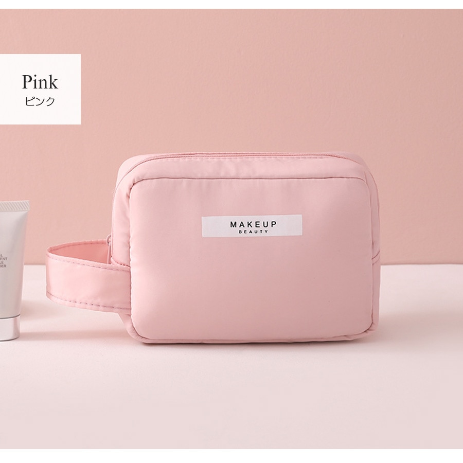 化粧ポーチ メイクポーチ 小物入れ 撥水 防水 小 携帯用 大容量 化粧品 コスメ 収納 リップ メイク道具 旅行 ペンケース おしゃれ かわいい シンプル ワンポイント ロゴ ポケット 裏地付き 持ち運び 春 夏 秋 冬 新作 グレー 灰 ピンク グリーン 緑 ブルー 青 JOCOSA 9027