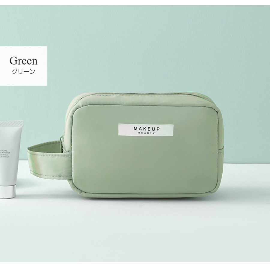 化粧ポーチ メイクポーチ 小物入れ 撥水 防水 小 携帯用 大容量 化粧品 コスメ 収納 リップ メイク道具 旅行 ペンケース おしゃれ かわいい シンプル ワンポイント ロゴ ポケット 裏地付き 持ち運び 春 夏 秋 冬 新作 グレー 灰 ピンク グリーン 緑 ブルー 青 JOCOSA 9027