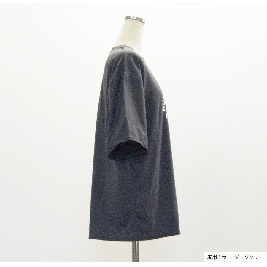 ロゴ Tシャツ オーバーサイズ 半袖 トップス シャツ カットソー ゆったり 秋 夏 春 ラウンドネック シンプル カジュアル ストリート スポーティ ルームウェア 無地 韓国ファッション 大人 レディース ホワイト ダークグレー M L JOCOSA 7145