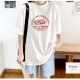 ロゴ Tシャツ オーバーサイズ 半袖 トップス シャツ カットソー ゆったり 秋 夏 春 ラウンドネック シンプル カジュアル ストリート スポーティ ルームウェア 無地 韓国ファッション 大人 レディース ホワイト ダークグレー M L JOCOSA 7145