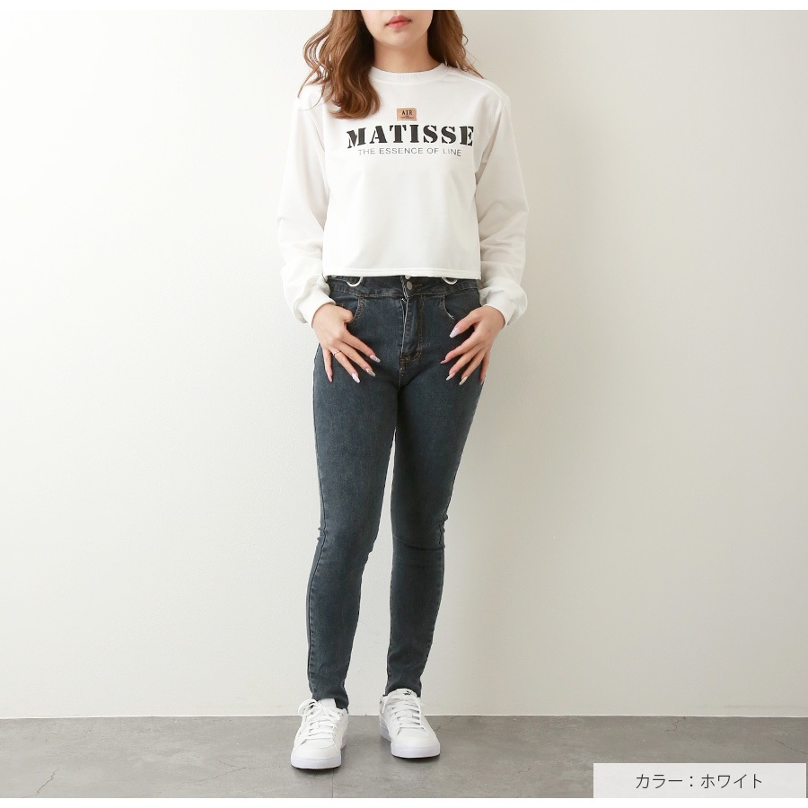 ロゴ スリット トップス トレーナー スウェット 長袖 カットソー 韓国ファッション レディース 春 秋 新作 ブラック　ホワイト グレー ブルー M L XL JOCOSA 7202