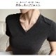 トップス 半袖 Vネック 伸縮 エッジライン スリム 韓国ファッション レディース S M L JOCOSA 7265