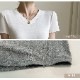 トップス 半袖 Vネック 伸縮 エッジライン スリム 韓国ファッション レディース S M L JOCOSA 7265