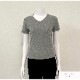 トップス 半袖 Vネック 伸縮 エッジライン スリム 韓国ファッション レディース S M L JOCOSA 7265