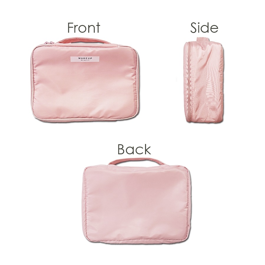 化粧ポーチ メイクポーチ 小物入れ 撥水 防水 大 携帯用 大容量 化粧品 コスメ 収納 リップ メイク道具 旅行 ペンケース おしゃれ かわいい シンプル ワンポイント ロゴ ポケット 裏地付き 持ち運び 春 夏 秋 冬 新作 グレー 灰 ピンク グリーン 緑 ブルー 青 JOCOSA 9026