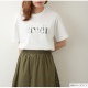 ロゴTシャツ プリント オーバーサイズ 半袖 Uネック ロゴ 韓国ファッション レディース 春 夏 秋 新作 ブラック ホワイト グレー グリーン M L XL JOCOSA 7203
