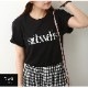 ロゴTシャツ プリント オーバーサイズ 半袖 Uネック ロゴ 韓国ファッション レディース 春 夏 秋 新作 ブラック ホワイト グレー グリーン M L XL JOCOSA 7203
