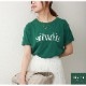 ロゴTシャツ プリント オーバーサイズ 半袖 Uネック ロゴ 韓国ファッション レディース 春 夏 秋 新作 ブラック ホワイト グレー グリーン M L XL JOCOSA 7203