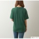 ロゴTシャツ プリント オーバーサイズ 半袖 Uネック ロゴ 韓国ファッション レディース 春 夏 秋 新作 ブラック ホワイト グレー グリーン M L XL JOCOSA 7203