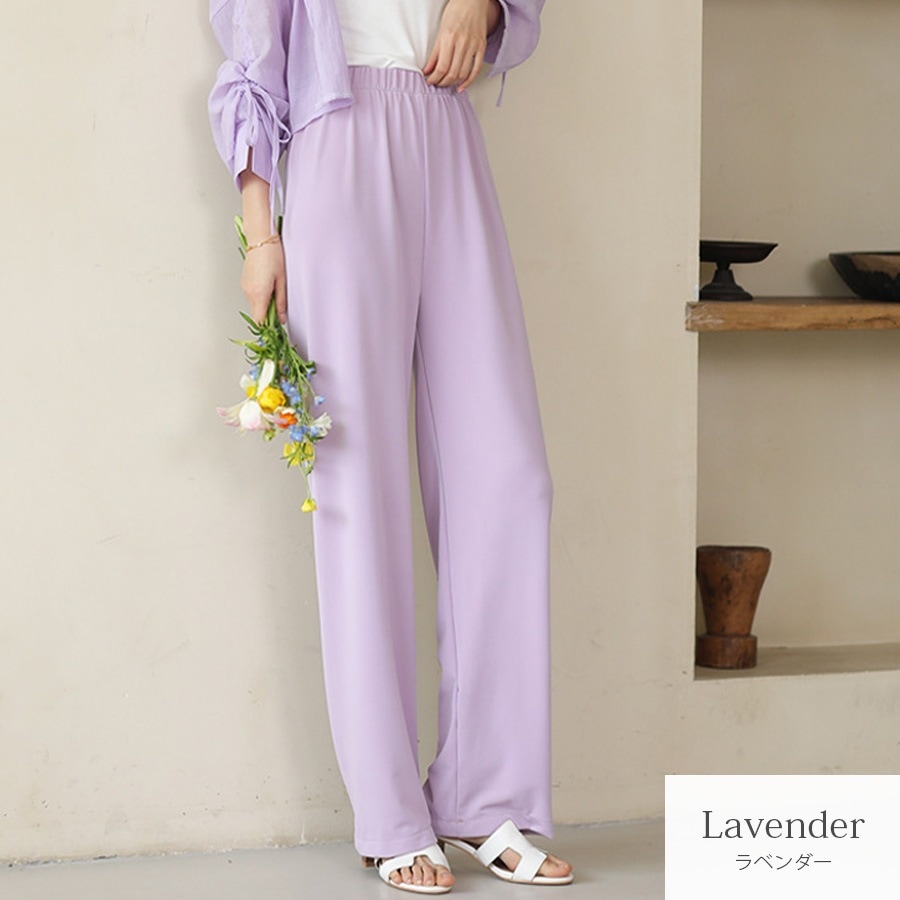 ストレートパンツ ボトムス ロング丈 ルームウェア 軽い 肌触りよい ハイウエスト レディース 春 夏 秋 冬 新作 ブラック グレー ラベンダー アイボリー M L JOCOSA 6217