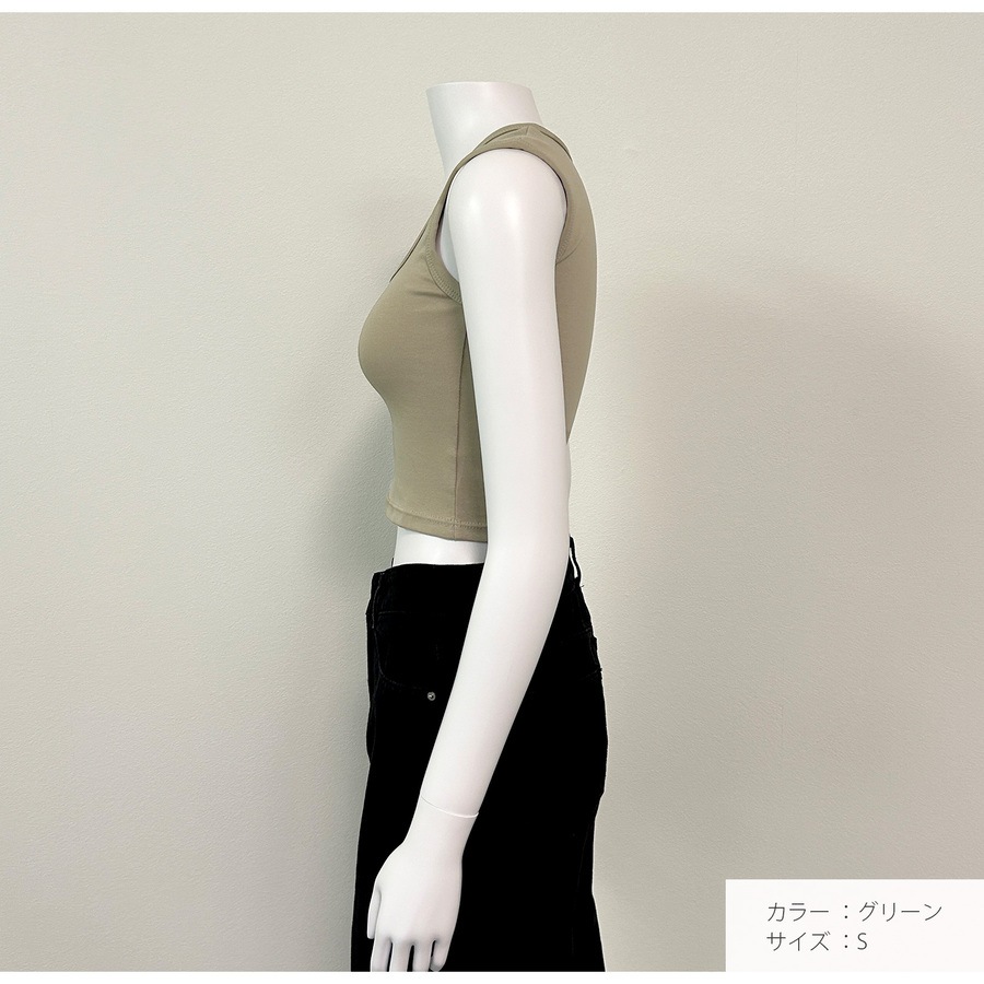 トップス ノースリーブ スクエアネック クロップド丈 インナー シンプル ベーシック 短丈 JOCOSA 7268