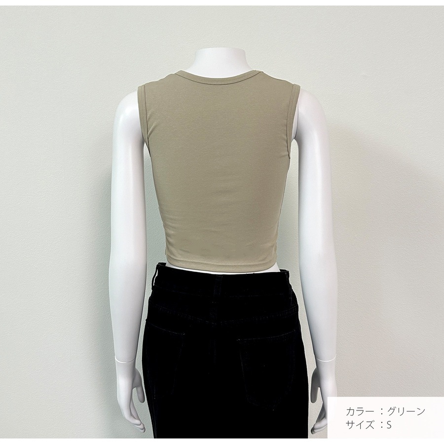 トップス ノースリーブ スクエアネック クロップド丈 インナー シンプル ベーシック 短丈 JOCOSA 7268