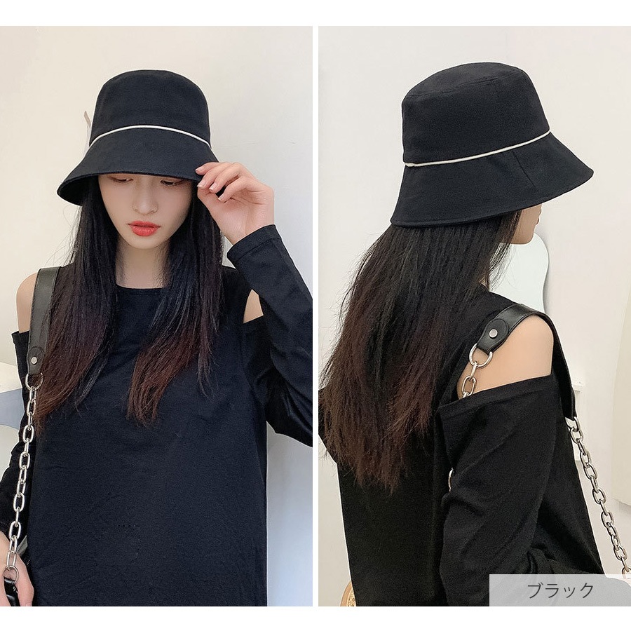 バケットハット 帽子 レディース 韓国 韓国ファッション ストリート おしゃれ 大人 可愛い ライン 春 夏 秋 新作 ブラック 黒 アイボリー ベージュ ブラウン 茶 イエロー 黄色 ミントグリーン 緑 フリーサイズ JOCOSA 8447