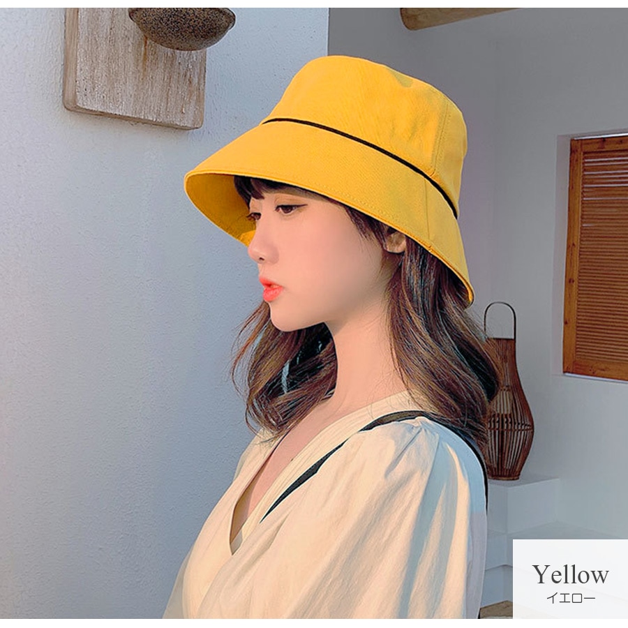 バケットハット 帽子 レディース 韓国 韓国ファッション ストリート おしゃれ 大人 可愛い ライン 春 夏 秋 新作 ブラック 黒 アイボリー ベージュ ブラウン 茶 イエロー 黄色 ミントグリーン 緑 フリーサイズ JOCOSA 8447