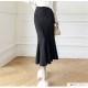 ニットスカート マーメイド ミディ丈 オフィス カジュアル きれいめ 上品 ウエストゴム 韓国ファッション レディース 新作 春 秋 冬 ブラック 黒 ベージュ 茶 ブラウン アイボリーフリーサイズ JOCOSA 9116