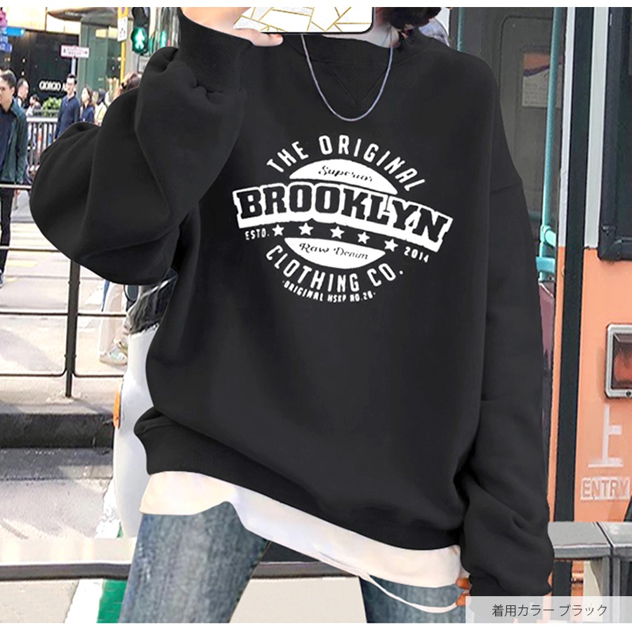 スウェット 裏起毛 ロゴ トレーナー トップス 長袖 韓国ファッション ストリート オーバーサイズ 大きいサイズ ギャル プルオーバー クルーネック レディース 秋 冬 新作 黒 ブラック グレー 灰 ワインレッド 赤 ベージュ 茶 グリーン 緑 ブルー 青 M L XL JOCOSA 7168