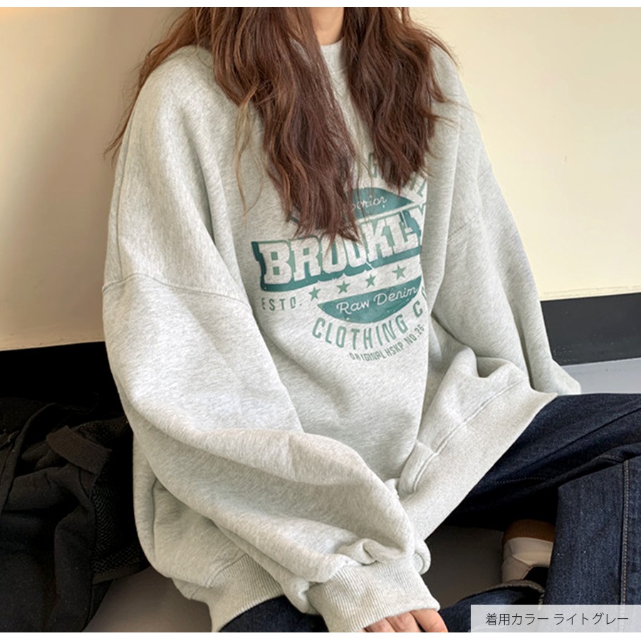 スウェット 裏起毛 ロゴ トレーナー トップス 長袖 韓国ファッション ストリート オーバーサイズ 大きいサイズ ギャル プルオーバー クルーネック レディース 秋 冬 新作 黒 ブラック グレー 灰 ワインレッド 赤 ベージュ 茶 グリーン 緑 ブルー 青 M L XL JOCOSA 7168