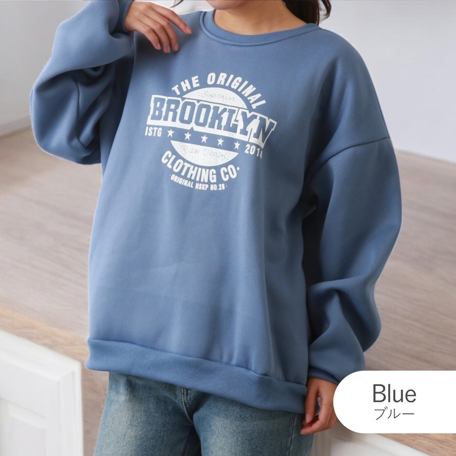 スウェット 裏起毛 ロゴ トレーナー トップス 長袖 韓国ファッション ストリート オーバーサイズ 大きいサイズ ギャル プルオーバー クルーネック レディース 秋 冬 新作 黒 ブラック グレー 灰 ワインレッド 赤 ベージュ 茶 グリーン 緑 ブルー 青 M L XL JOCOSA 7168