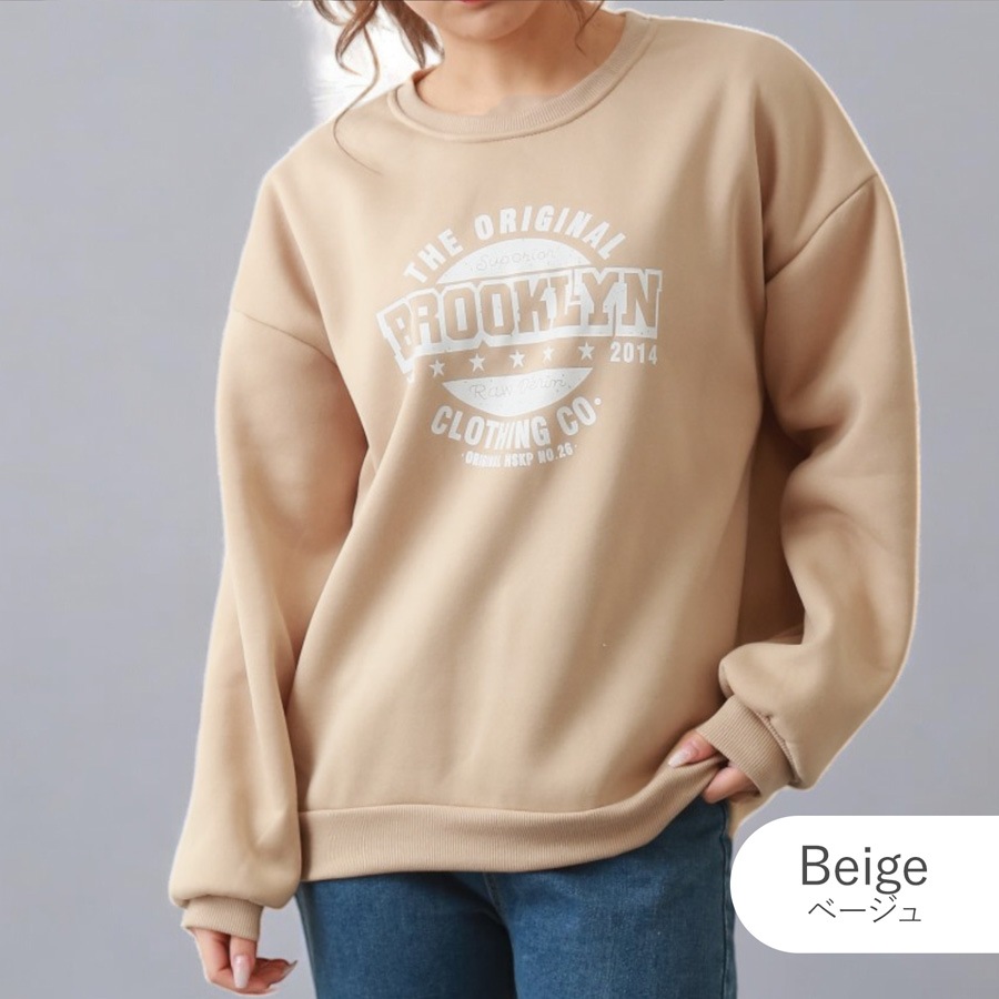 スウェット 裏起毛 ロゴ トレーナー トップス 長袖 韓国ファッション ストリート オーバーサイズ 大きいサイズ ギャル プルオーバー クルーネック レディース 秋 冬 新作 黒 ブラック グレー 灰 ワインレッド 赤 ベージュ 茶 グリーン 緑 ブルー 青 M L XL JOCOSA 7168