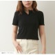 ヘンリーネックシャツ 定番 ショート丈 半袖 ボタン 前立て トップス 韓国ファッション レディース 春 夏 秋 新作 ブラック ホワイト グレー M L XL JOCOSA 7208