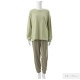 ルームウェア セットアップ 2点セット 長袖 パンツ 部屋着 あったか もちもち 無地 春 秋 冬 新作 レディース グリーン ラベンダー アイボリー M L JOCOSA 6219