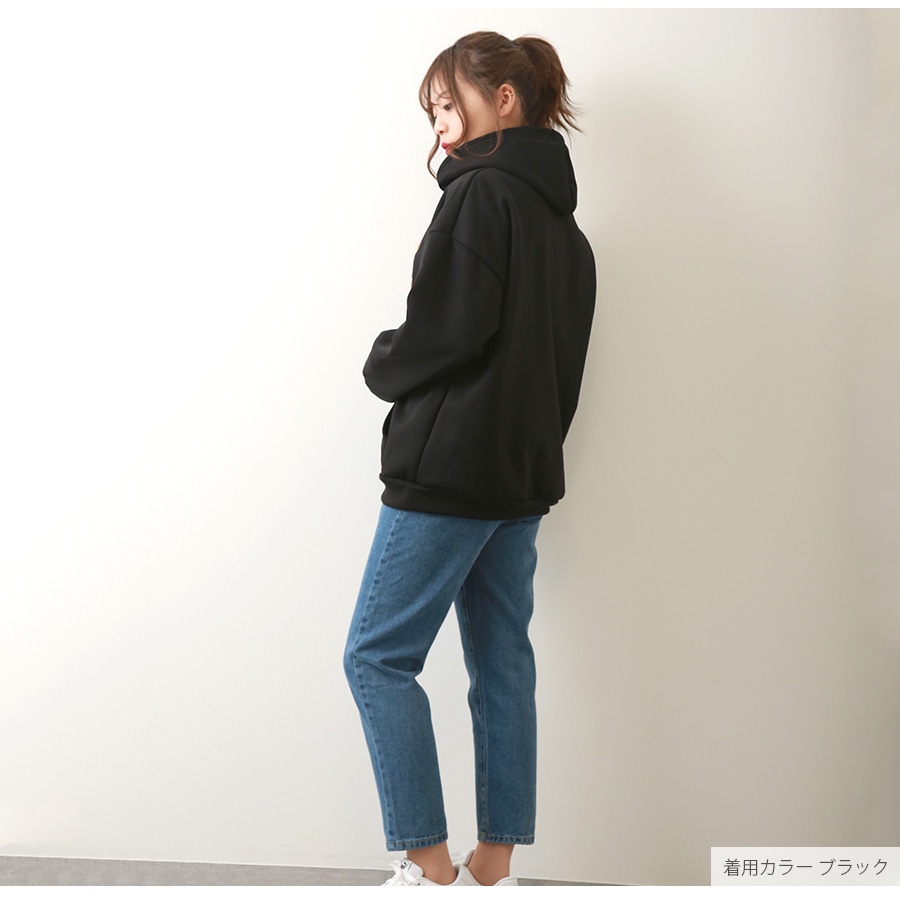パーカー 裏起毛 ロゴ スウェット フード トレーナー トップス 長袖 韓国ファッション ストリート カジュアル オーバーサイズ 大きいサイズ ギャル プルオーバー レディース 秋 冬 新作 ブラック ダークグレー オレンジ M L XL JOCOSA 7169