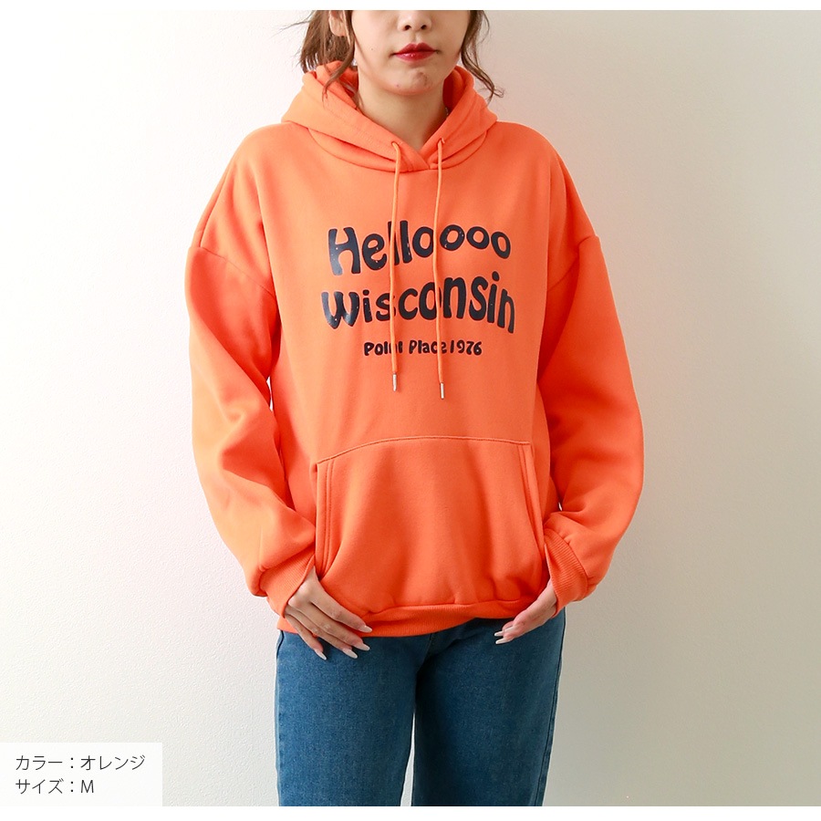 パーカー 裏起毛 ロゴ スウェット フード トレーナー トップス 長袖 韓国ファッション ストリート カジュアル オーバーサイズ 大きいサイズ ギャル プルオーバー レディース 秋 冬 新作 ブラック ダークグレー オレンジ M L XL JOCOSA 7169