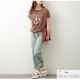 ロゴT 裾ドロスト ルーズ 半袖 ゆったり 2WAY Tシャツ トップス 韓国ファッション レディース 春 夏 秋 新作 ブラック ホワイト モカ M L XL JOCOSA 7204