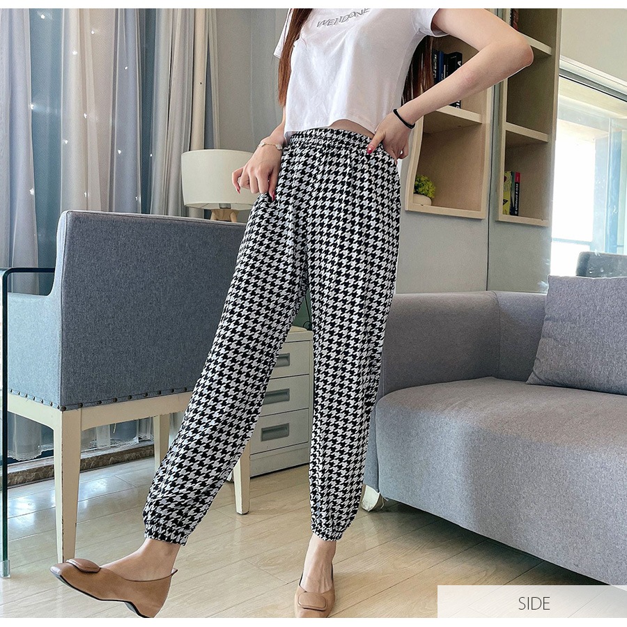 ジョガーパンツ ルームウェア ロングパンツ モンペ レディース ボトムス ホーム 韓国ファッション 韓国 ボタニカル ゾウ 象 ギンガムチェック ちょうちょ 蝶々 千鳥柄 ペイズリー ハート ゴム 春 夏 秋 冬 新作 ブルー 青 ネイビー 紺 ブラック 黒 M L JOCOSA 8185