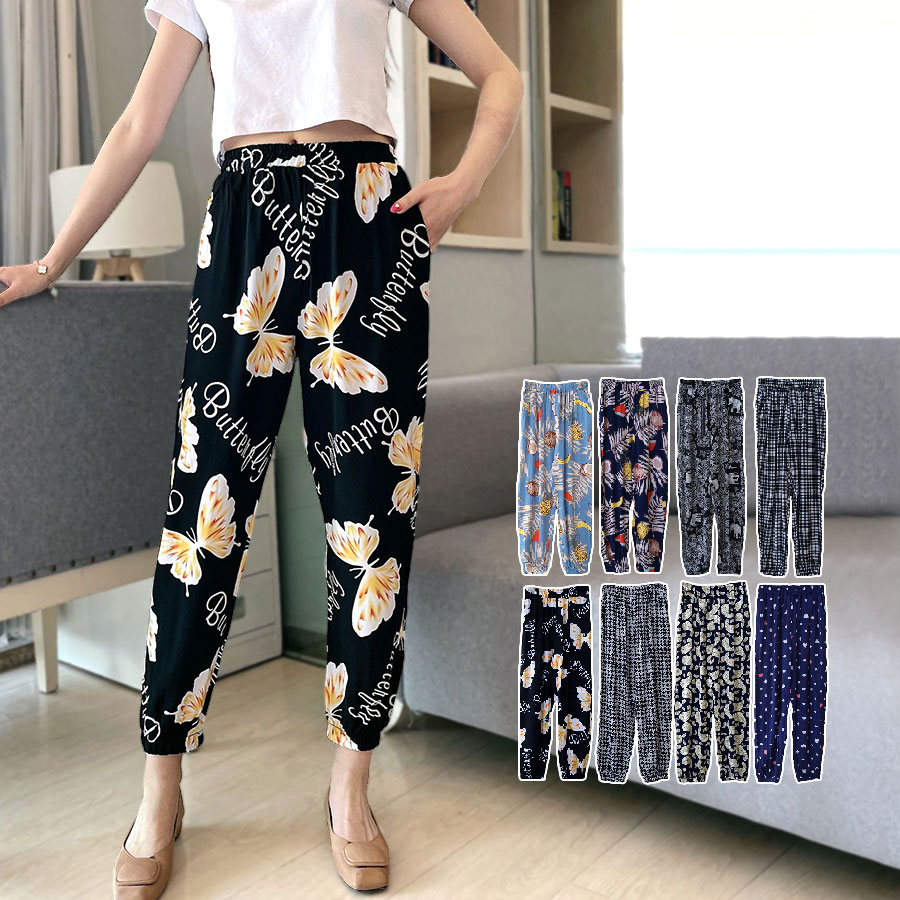 ジョガーパンツ ルームウェア ロングパンツ モンペ レディース ボトムス ホーム 韓国ファッション 韓国 ボタニカル ゾウ 象 ギンガムチェック ちょうちょ 蝶々 千鳥柄 ペイズリー ハート ゴム 春 夏 秋 冬 新作 ブルー 青 ネイビー 紺 ブラック 黒 M L JOCOSA 8185