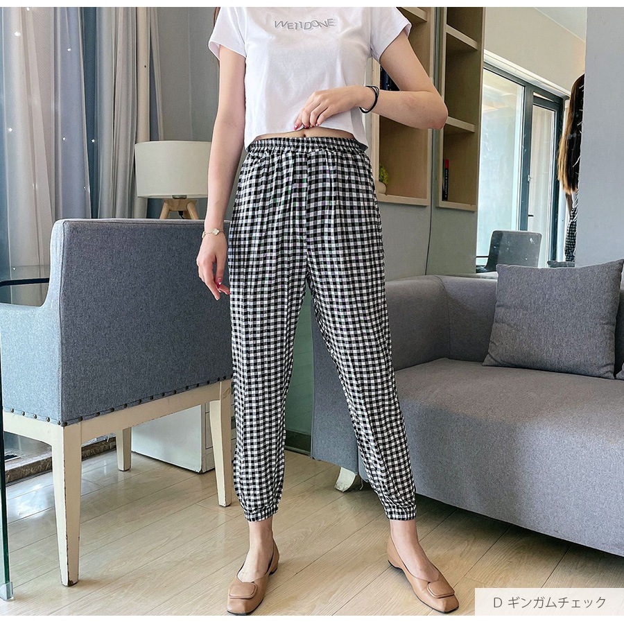 ジョガーパンツ ルームウェア ロングパンツ モンペ レディース ボトムス ホーム 韓国ファッション 韓国 ボタニカル ゾウ 象 ギンガムチェック ちょうちょ 蝶々 千鳥柄 ペイズリー ハート ゴム 春 夏 秋 冬 新作 ブルー 青 ネイビー 紺 ブラック 黒 M L JOCOSA 8185