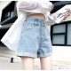 ショートパンツ デニム ハイウエスト ダブルボタン ロールアップ ポケット カジュアル シンプル セクシー ストリート 無地 アウトドア お出かけ デート 韓国ファッション レディース 新作 春 夏 秋 ブラック 黒 ホワイト 白 ダークグレー ブルー 青 S M L XL JOCOSA 9101