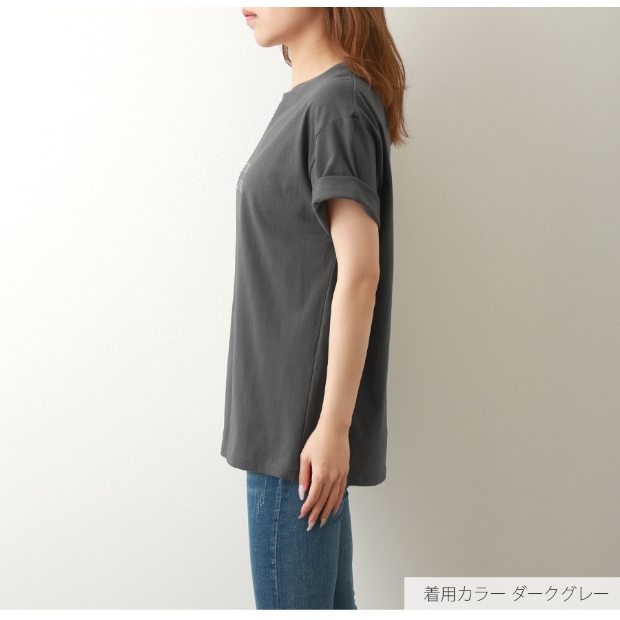 ロゴT 半袖 ゆったり ラウンドネック Tシャツ トップス 韓国ファッション レディース 春 夏 秋 新作 ブラック ホワイト グレー ダークグレー イエロー M L XL JOCOSA 7206