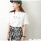 ロゴT 半袖 ゆったり ラウンドネック Tシャツ トップス 韓国ファッション レディース 春 夏 秋 新作 ブラック ホワイト グレー ダークグレー イエロー M L XL JOCOSA 7206