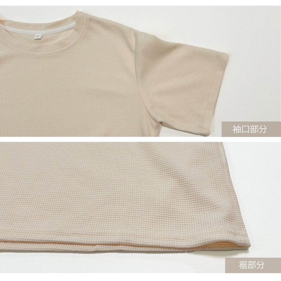 トップス ワッフルニット Tシャツ ルーズフィット クルーネック プルオーバー JOCOSA 7269
