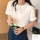 トップス ワッフルニット Tシャツ ルーズフィット クルーネック プルオーバー JOCOSA 7269