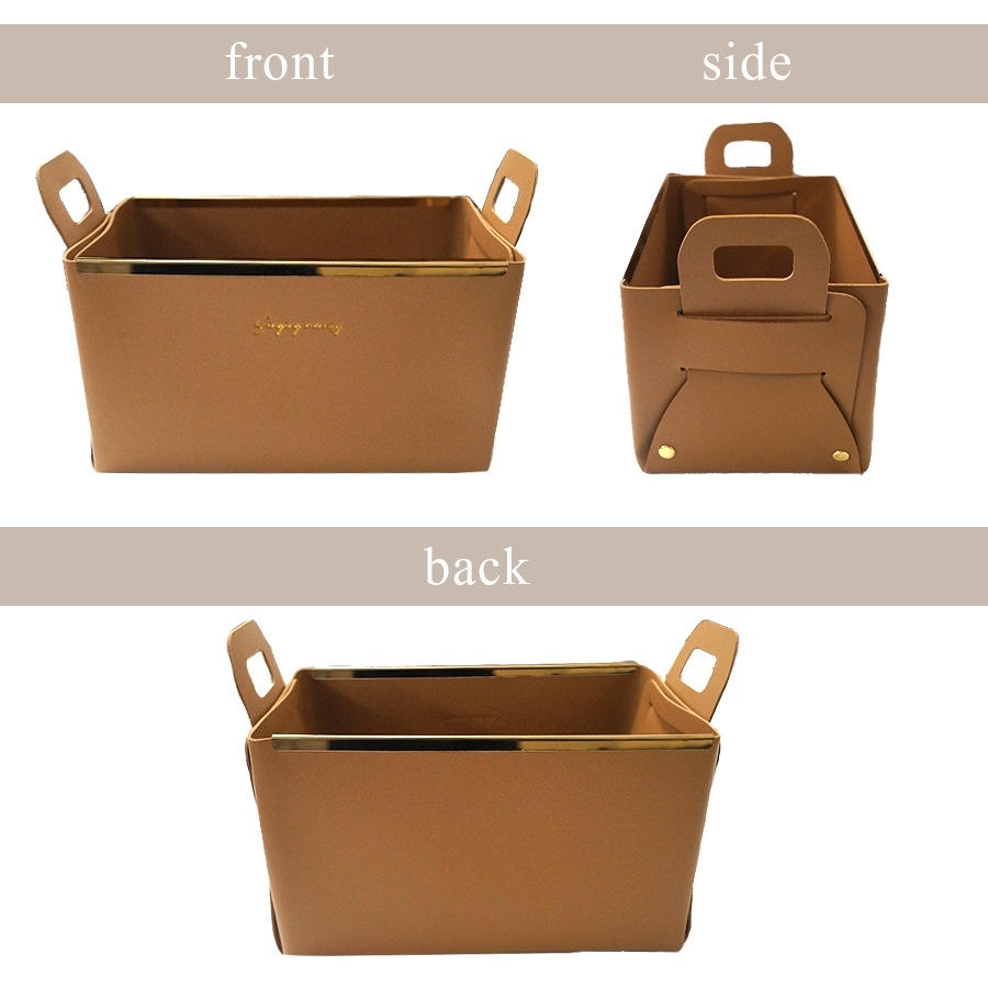 収納かご 小物入れ ボックス ケース 折りたたみ 韓国 雑貨 インテリア おしゃれ メイクボックス コスメ収納 化粧品 ＰＵレザー 春 夏 秋 冬 新作 ブラウン 茶 グレー 灰 ダークグレー グリーン 緑 ネイビー 紺 ピンク JOCOSA 9023