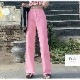 デニムパンツ ハイウエスト ストレート ワイド ハイライズ ロング丈 レディース 春 夏 秋 ブラック グレー ブルー グリーン ベージュ ピンク イエロー S M L XL JOCOSA 9102