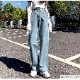 デニムパンツ ハイウエスト ストレート ワイド ハイライズ ロング丈 レディース 春 夏 秋 ブラック グレー ブルー グリーン ベージュ ピンク イエロー S M L XL JOCOSA 9102