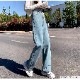 デニムパンツ ハイウエスト ストレート ワイド ハイライズ ロング丈 レディース 春 夏 秋 ブラック グレー ブルー グリーン ベージュ ピンク イエロー S M L XL JOCOSA 9102