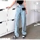 デニムパンツ ハイウエスト ストレート ワイド ハイライズ ロング丈 レディース 春 夏 秋 ブラック グレー ブルー グリーン ベージュ ピンク イエロー S M L XL JOCOSA 9102