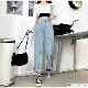 デニムパンツ ハイウエスト ストレート ワイド ハイライズ ロング丈 レディース 春 夏 秋 ブラック グレー ブルー グリーン ベージュ ピンク イエロー S M L XL JOCOSA 9102