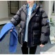ダウン ジャケット アウター ショート丈 長袖 ポケット ボタン ファスナー フード アームジッパー ロゴ 韓国ファッション おしゃれ レディース 秋 冬 新作 ブラック 黒 グリーン 緑 イエロー 黄色 アイボリー 茶 S M L JOCOSA 8395