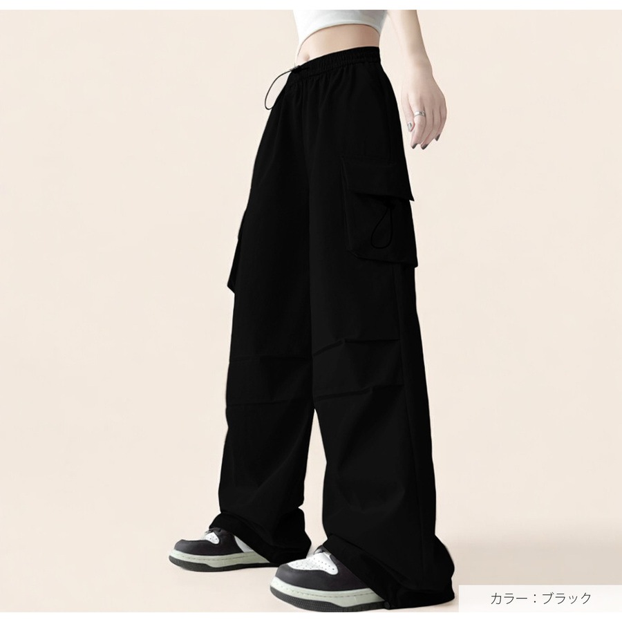 カーゴパンツ ドロスト ワイド  ジョガーパンツ ドローコード ミリタリー アメリカンライク ウエストゴム レディース JOCOSA 9145