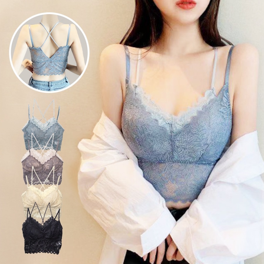 ブラトップ レース キャミソール カップ付き 総レース 見せブラ バッククロス 透け感 レディース 春夏秋冬 新作 セクシー おしゃれ 大人可愛い 韓国風 韓流 ブルー 青 グレージュ ベージュ ブラック 黒 フリーサイズ JOCOSA 8558 送料無料 即納