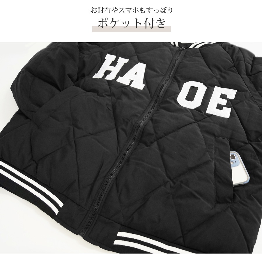 ダウン キルティング アウター ブルゾン スタジャン ダウンジャケット ジャンパー コート ショート丈 長袖 中綿 あったか 羽織 冬 秋 春 カジュアル ストリート スポーティ 韓国ファッション 大人 レディース 新作 ブラック ベージュ S M L JOCOSA 8397