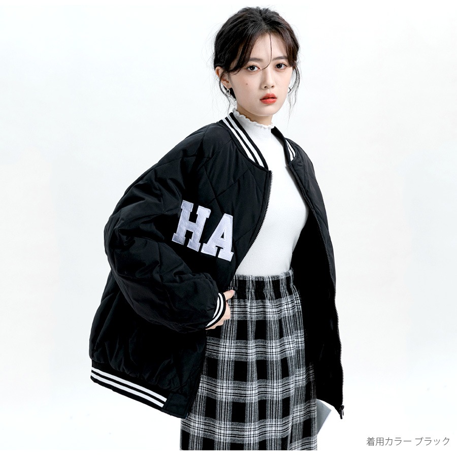 ダウン キルティング アウター ブルゾン スタジャン ダウンジャケット ジャンパー コート ショート丈 長袖 中綿 あったか 羽織 冬 秋 春 カジュアル ストリート スポーティ 韓国ファッション 大人 レディース 新作 ブラック ベージュ S M L JOCOSA 8397