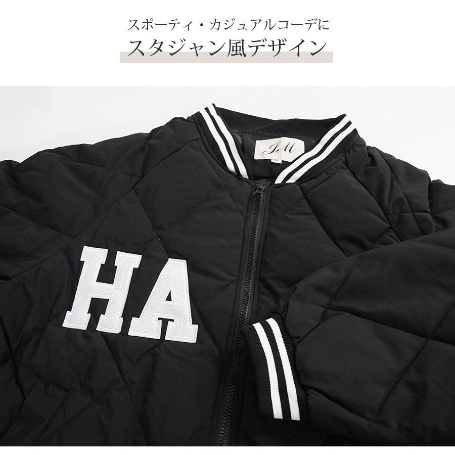 ダウン キルティング アウター ブルゾン スタジャン ダウンジャケット ジャンパー コート ショート丈 長袖 中綿 あったか 羽織 冬 秋 春 カジュアル ストリート スポーティ 韓国ファッション 大人 レディース 新作 ブラック ベージュ S M L JOCOSA 8397