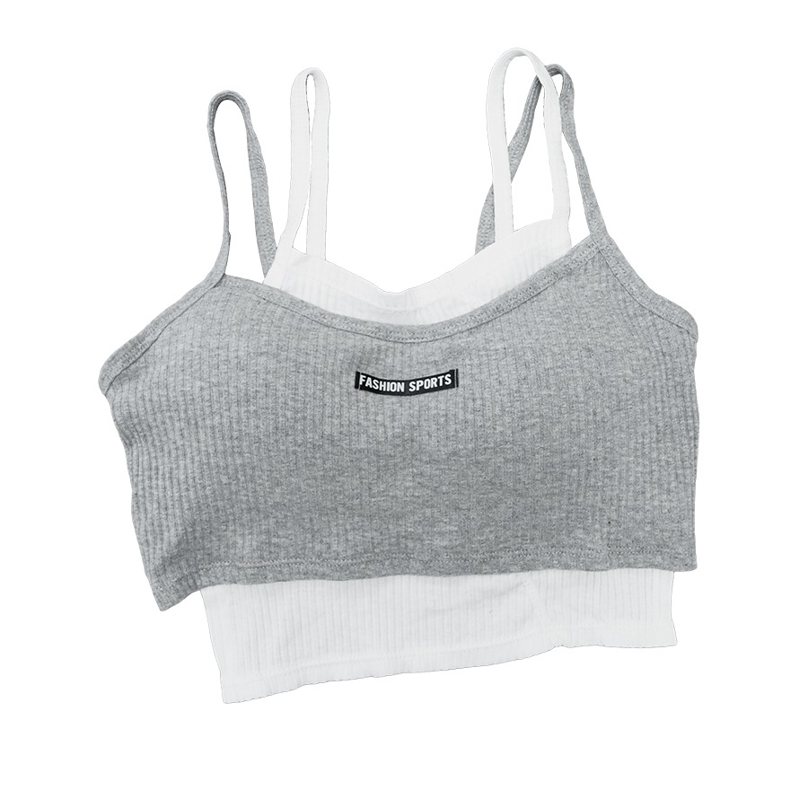 キャミソール レイヤード ショート丈 ノースリーブ トップス 重ね着